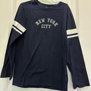 Janie and Jack Navy Long Sleeve Tee with White Stripes